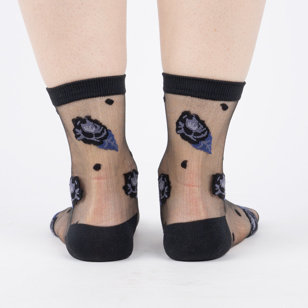 Will You Accept this Rose? Black Sheer Crew Socks | Women's