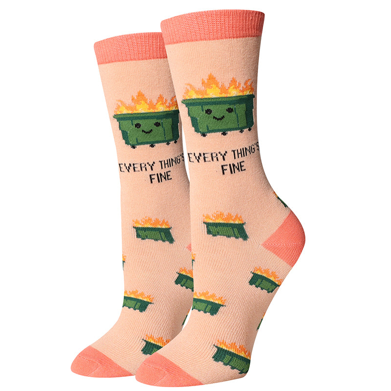 Everything's Fine Light Pink Crew Socks | Women's