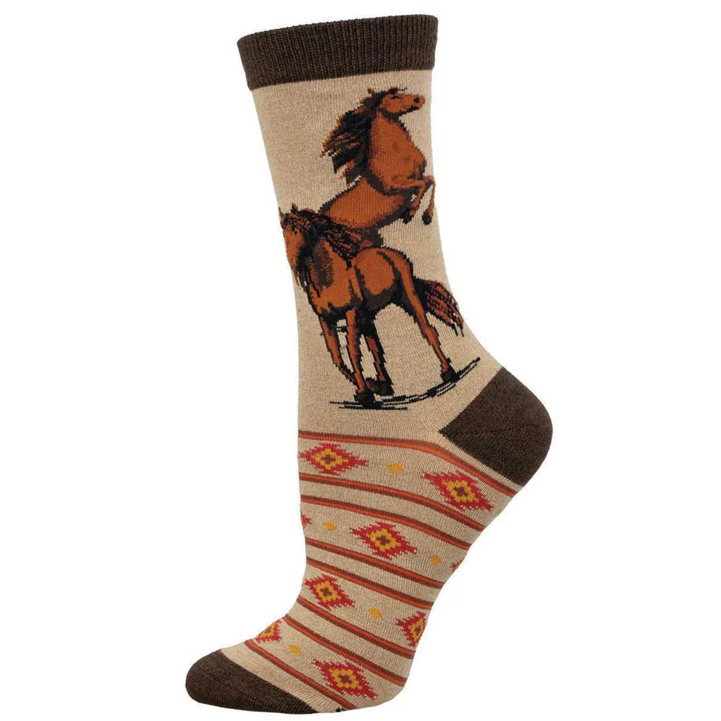 Bamboo Wild, Wild, Horses Crew Socks | Women's - Knock Your Socks Off