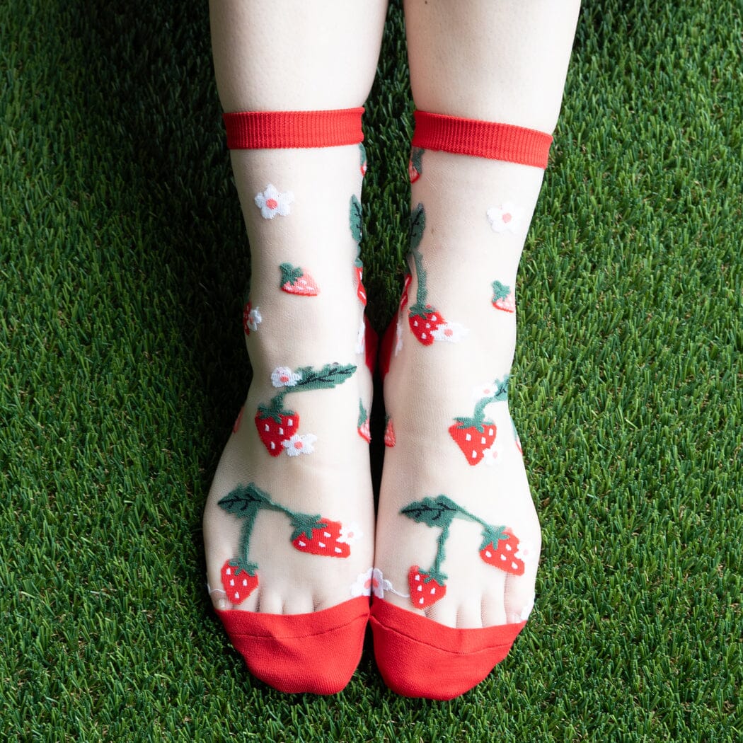 Berry Cute Sheer Crew Socks | Women's - Knock Your Socks Off