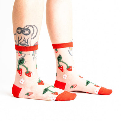 Berry Cute Sheer Crew Socks | Women's - Knock Your Socks Off