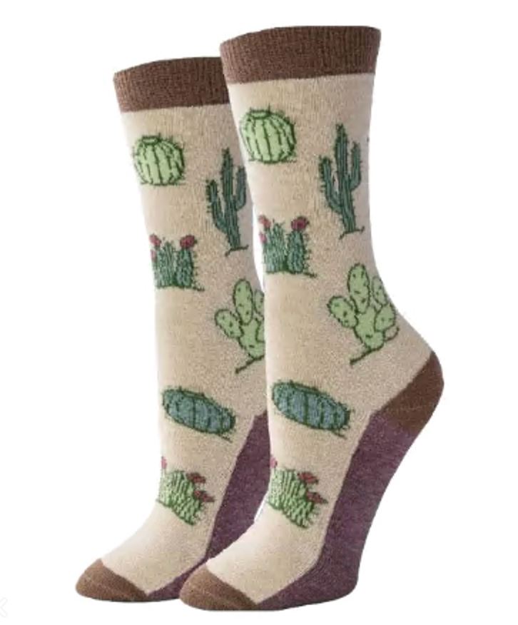 Cacti Redux Crew Socks | Women's - Knock Your Socks Off