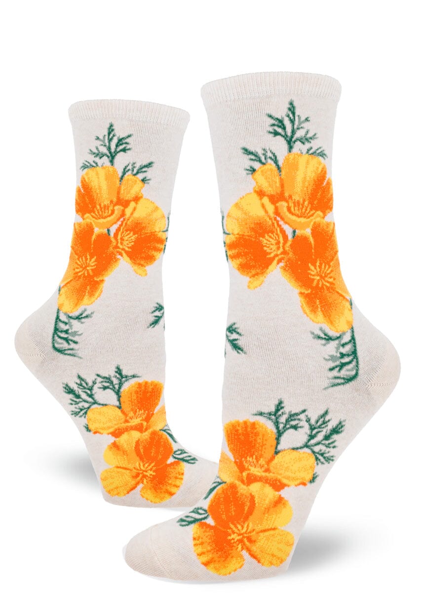 California Poppy Crew Socks | Women's - Knock Your Socks Off