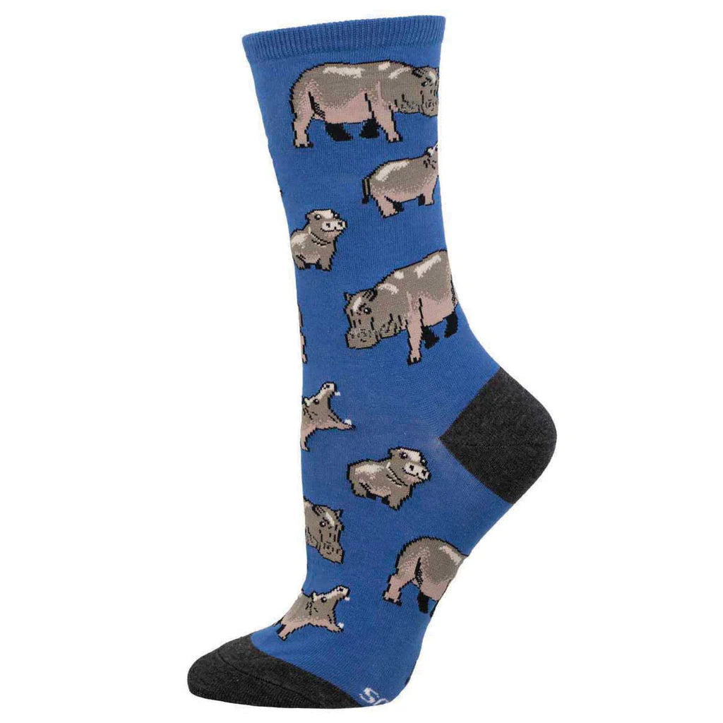 Herd of Hippos Crew Socks | Women's - Knock Your Socks Off