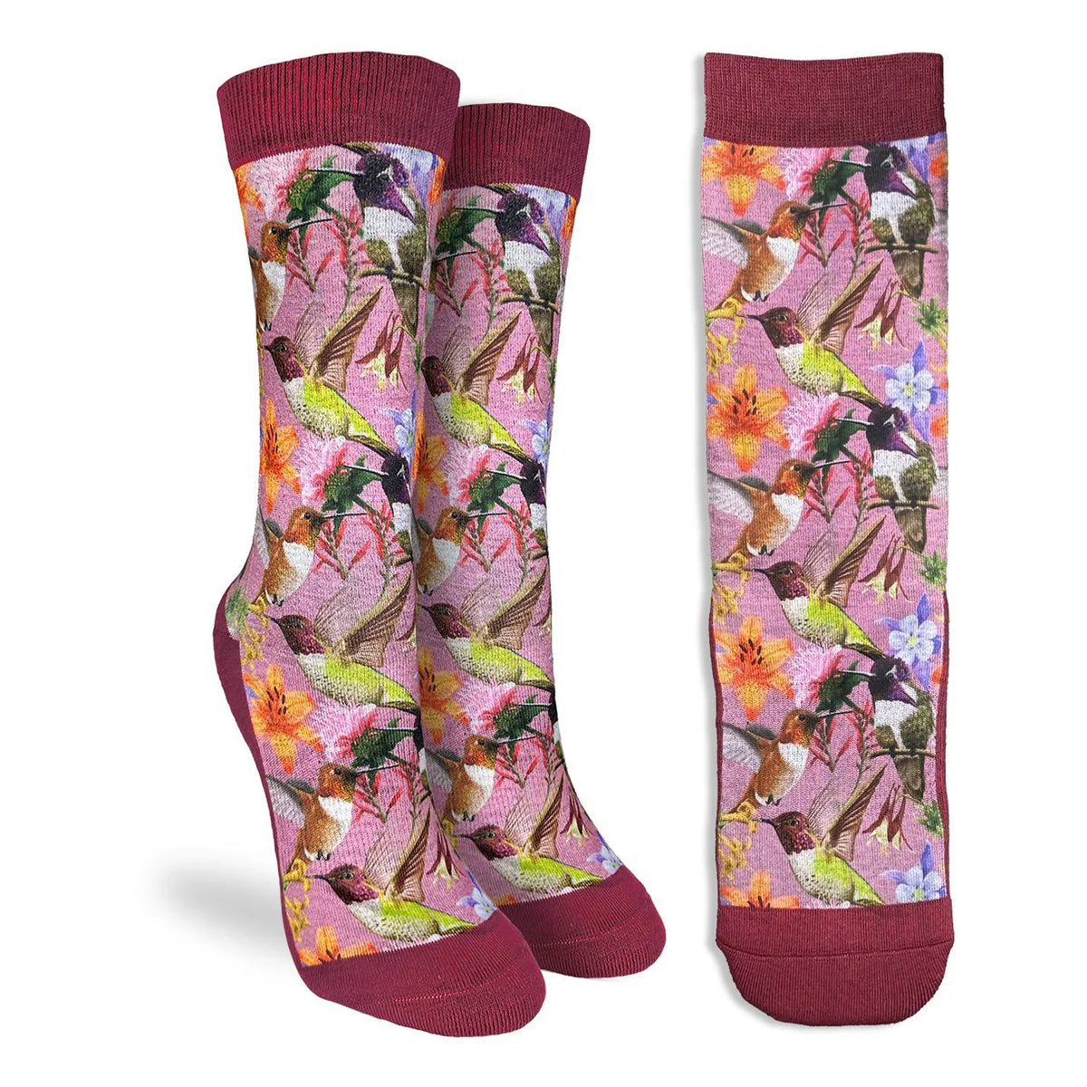 Hummingbirds and Flowers Crew Socks | Women's - Knock Your Socks Off