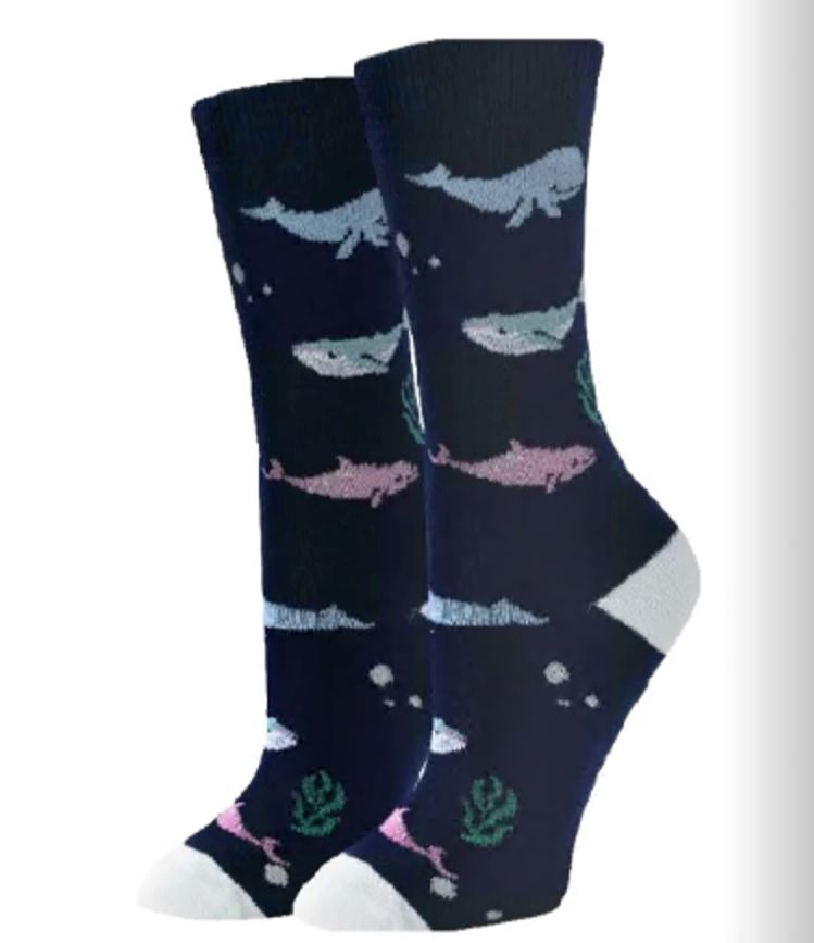 Oh Whale Crew Socks | Women's - Knock Your Socks Off