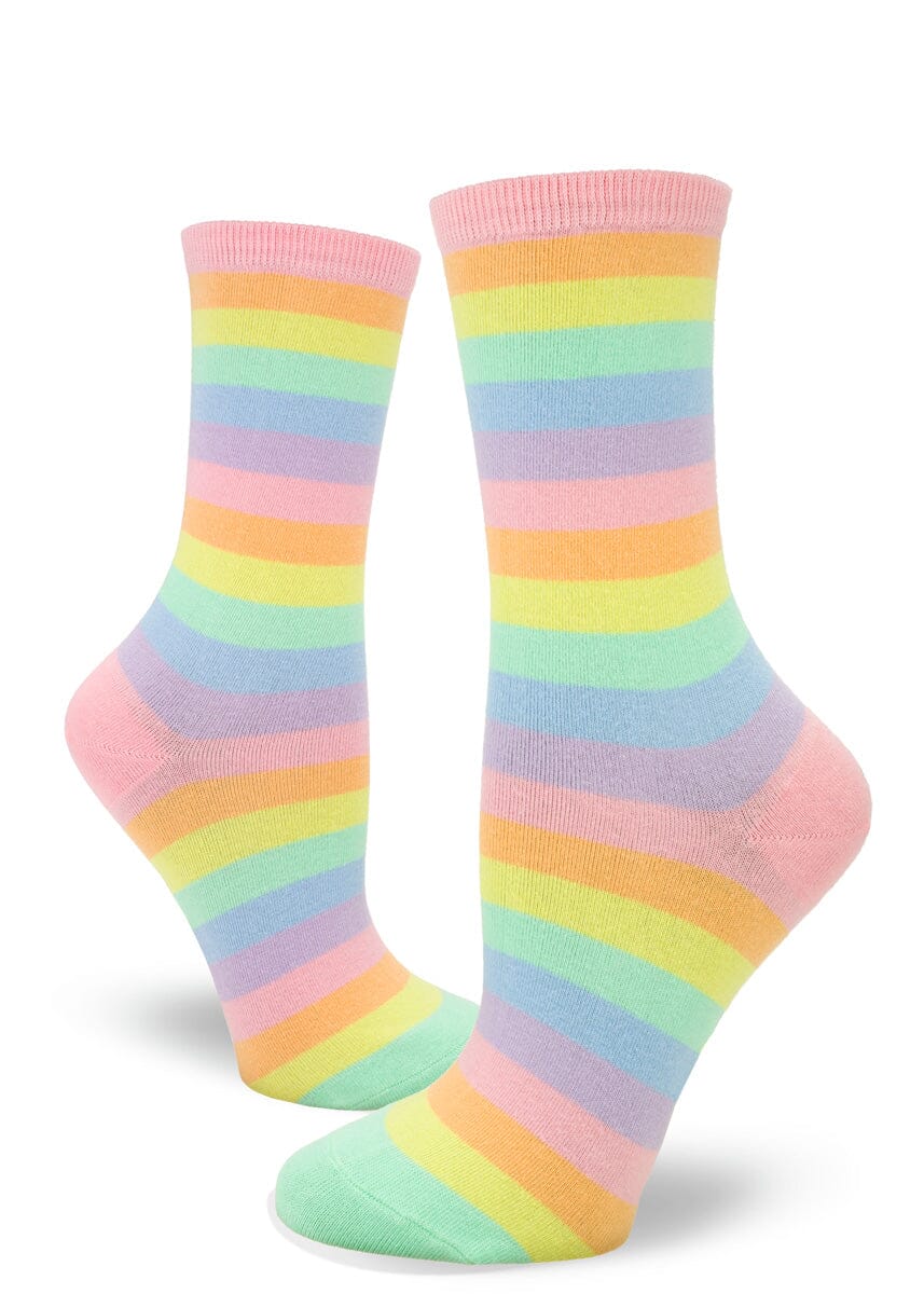 Pastel Rainbow Crew Socks | Women's - Knock Your Socks Off