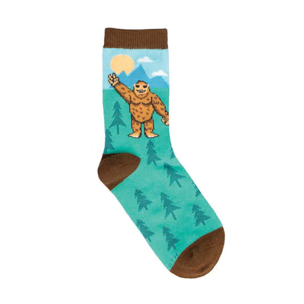 Peace Out Bigfoot Crew Socks | Kids' - Knock Your Socks Off