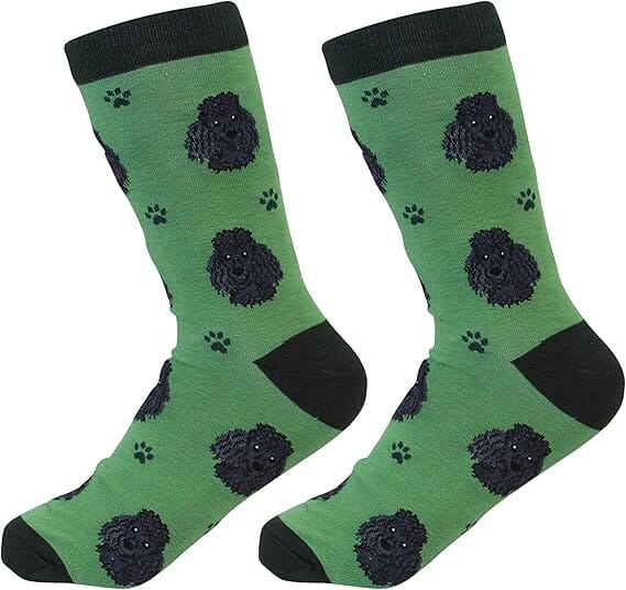 Poodle Black Crew Socks | Unisex - Knock Your Socks Off