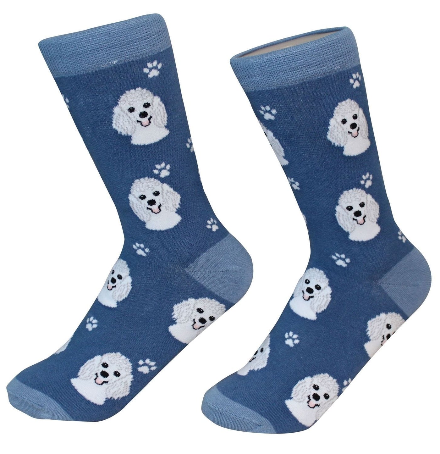 Poodle White Crew Socks | Unisex - Knock Your Socks Off