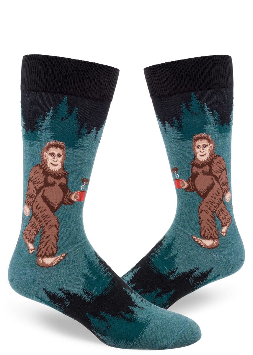 Sasquatch Loves Coffee Crew Socks | Men's - Knock Your Socks Off