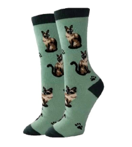 Siamese Cats Crew Socks | Women's - Knock Your Socks Off