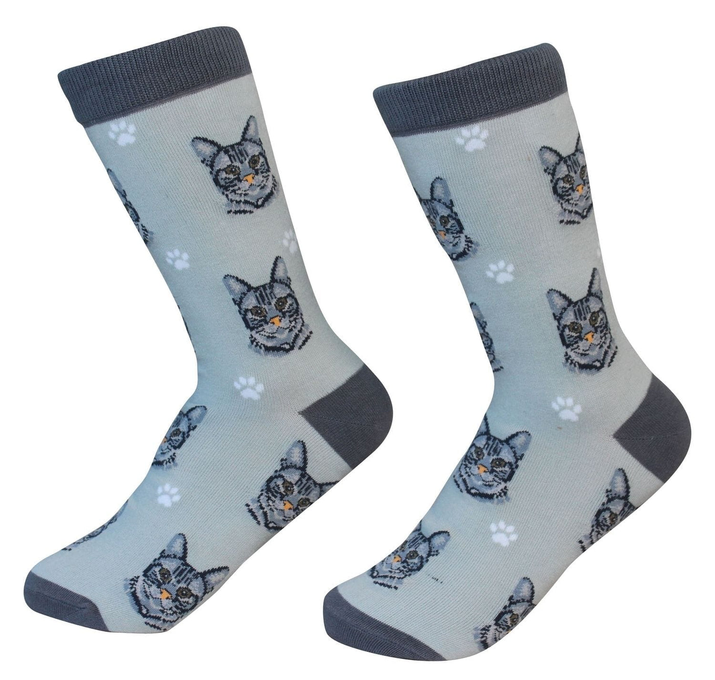 Silver Tabby Cat Crew Socks | Unisex - Knock Your Socks Off