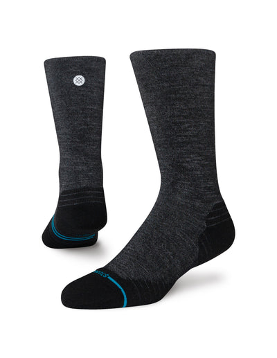 Light Wool Black Hiking Crew Socks | Men's