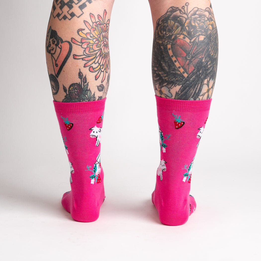 Strawberry Milk Crew Socks | Women's - Knock Your Socks Off