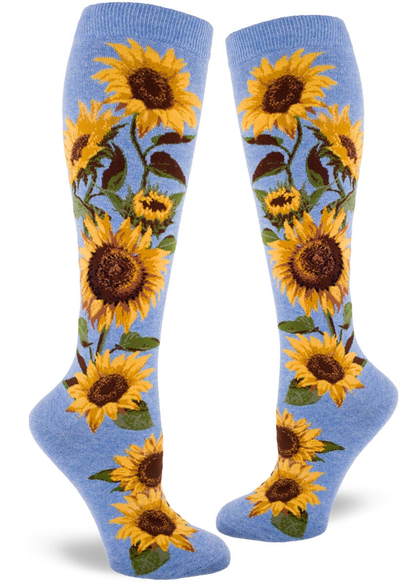 Sunflower Heather Cornflower Knee High Socks | Women's - Knock Your Socks Off