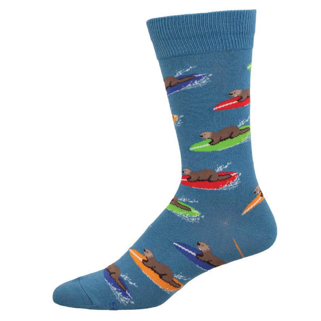 Surfing Otter Crew Socks | Men's - Knock Your Socks Off