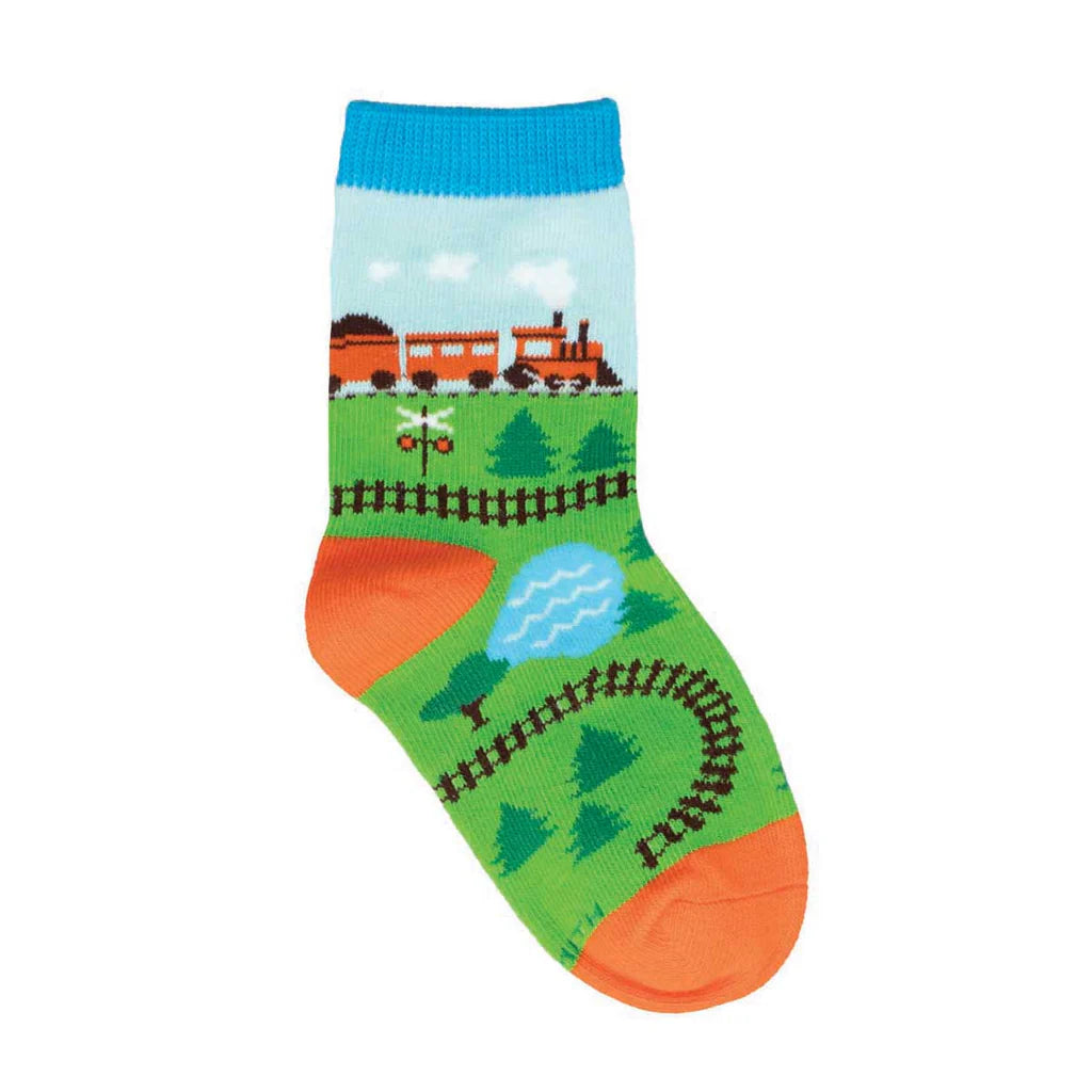 Train Tracks Crew Socks | Kids' - Knock Your Socks Off