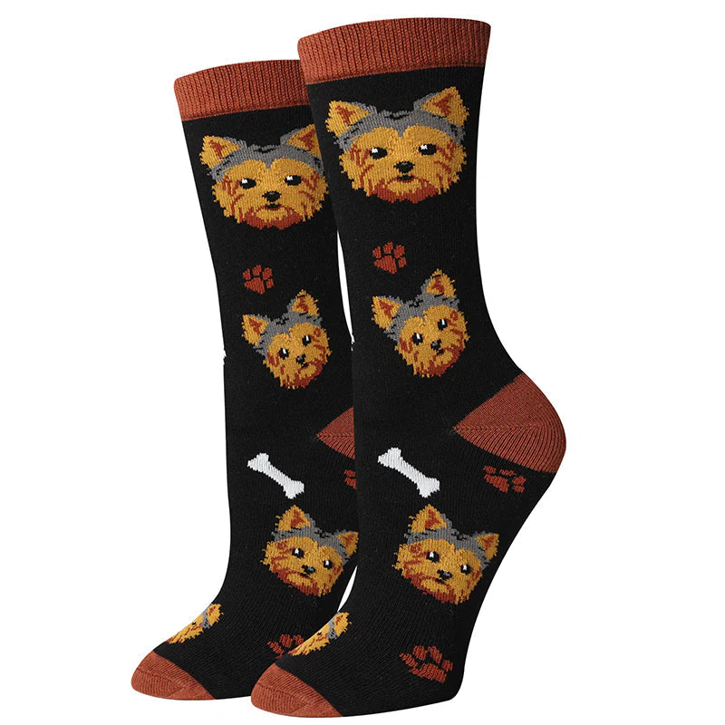 Yorkshire Terrier Black Crew Socks | Women's - Knock Your Socks Off