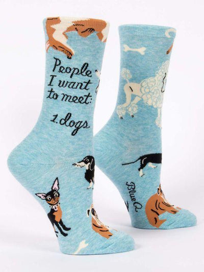 Blue Q - People I Want to Meet: Dogs Crew Socks | Women's - Knock Your Socks Off