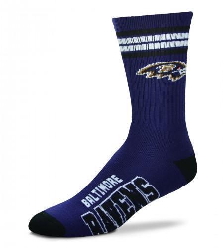 For Bare Feet - Baltimore Ravens NFL Crew Socks | Men's - Knock Your Socks Off