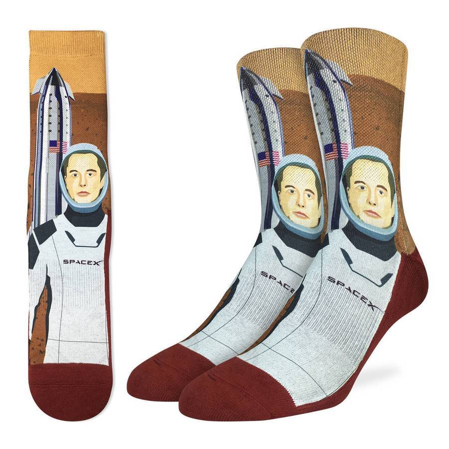 Good Luck Sock - Elon Musk on Mars Crew Socks | Men's - Knock Your Socks Off