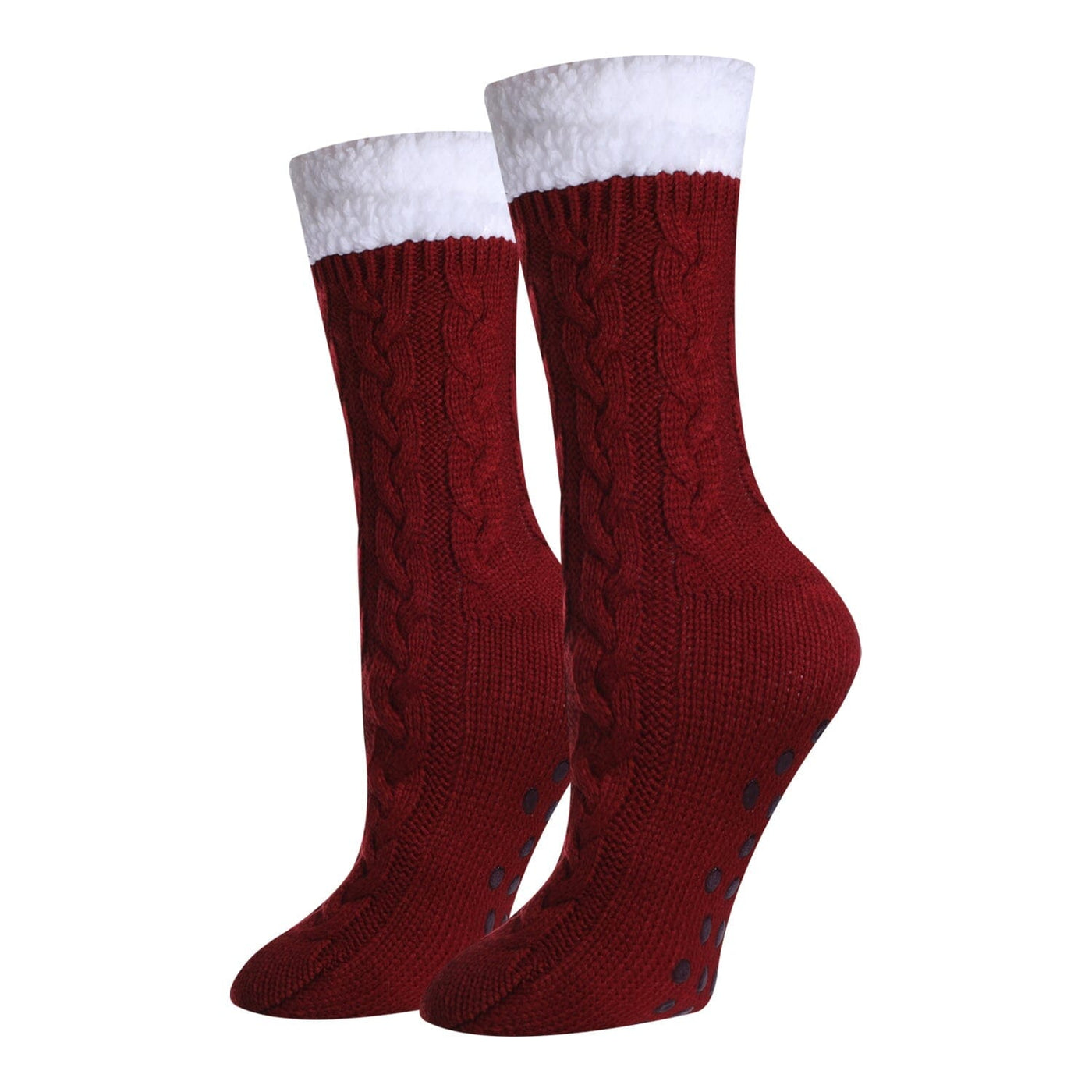 Solid Red Sherpa Crew Socks | Women's - Knock Your Socks Off