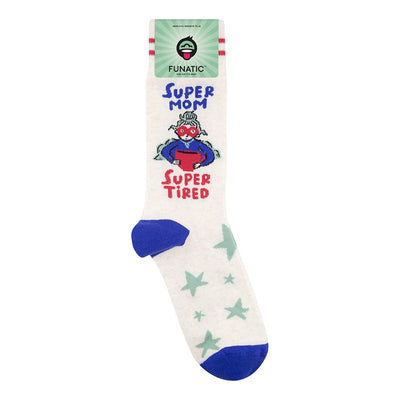 Super Mom. Super Tired Crew Socks | Unisex - Knock Your Socks Off